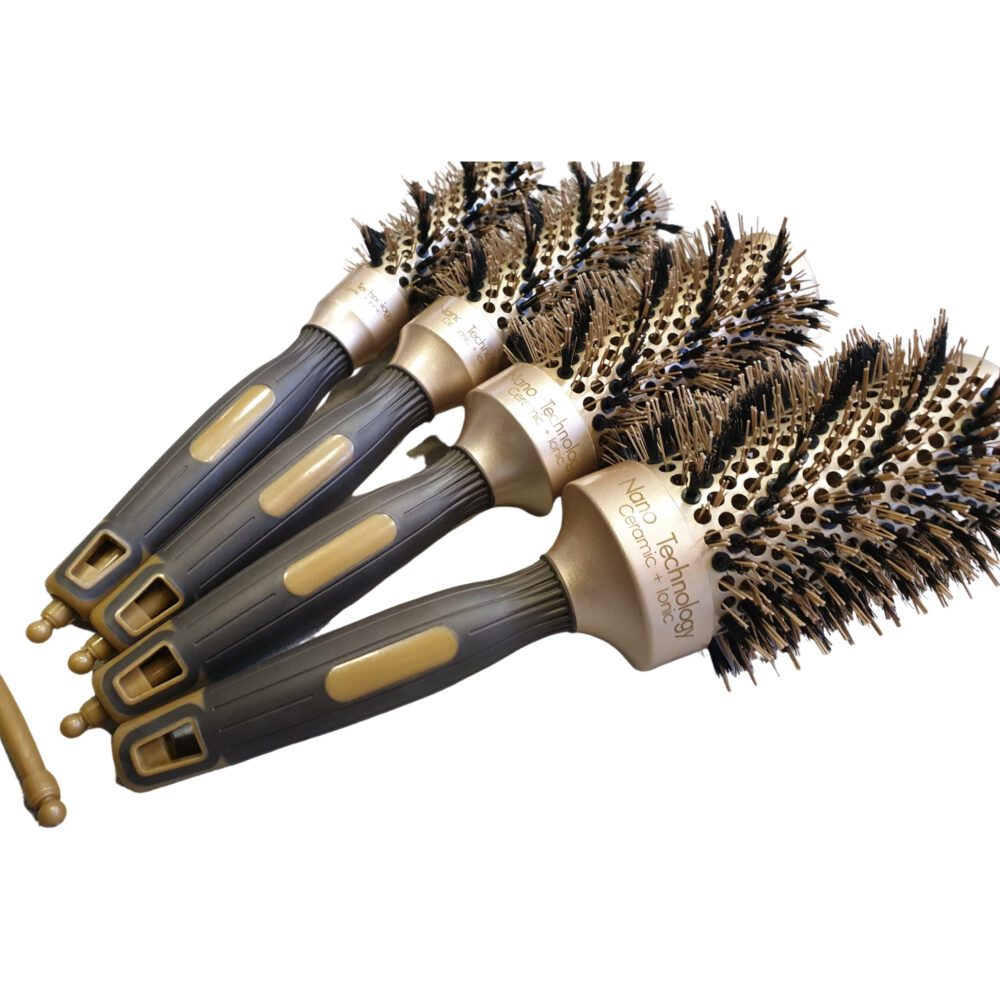 Ceramic Hot Styler Boar Bristle Brush Set - Set of 4 | Gold
