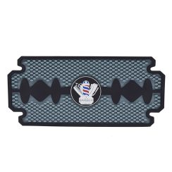 Silicone Heat Resistant Mat - Retro Barber | Black & Blue